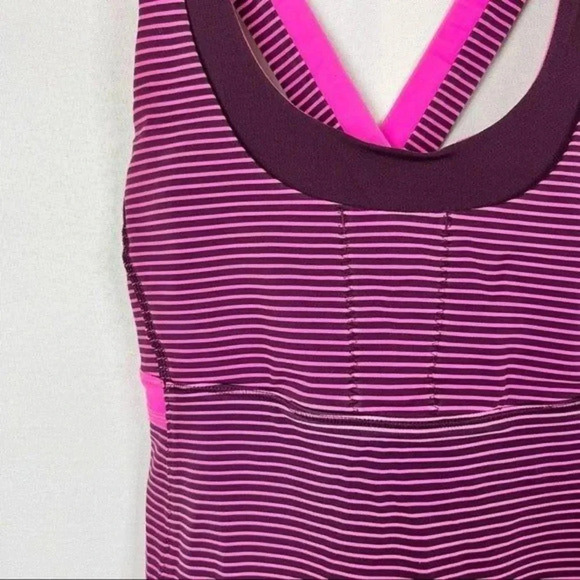 Lululemon Stuff Your Bra Pink & Purple Stripe Athletic Tank Top 4 - Picture 5 of 6
